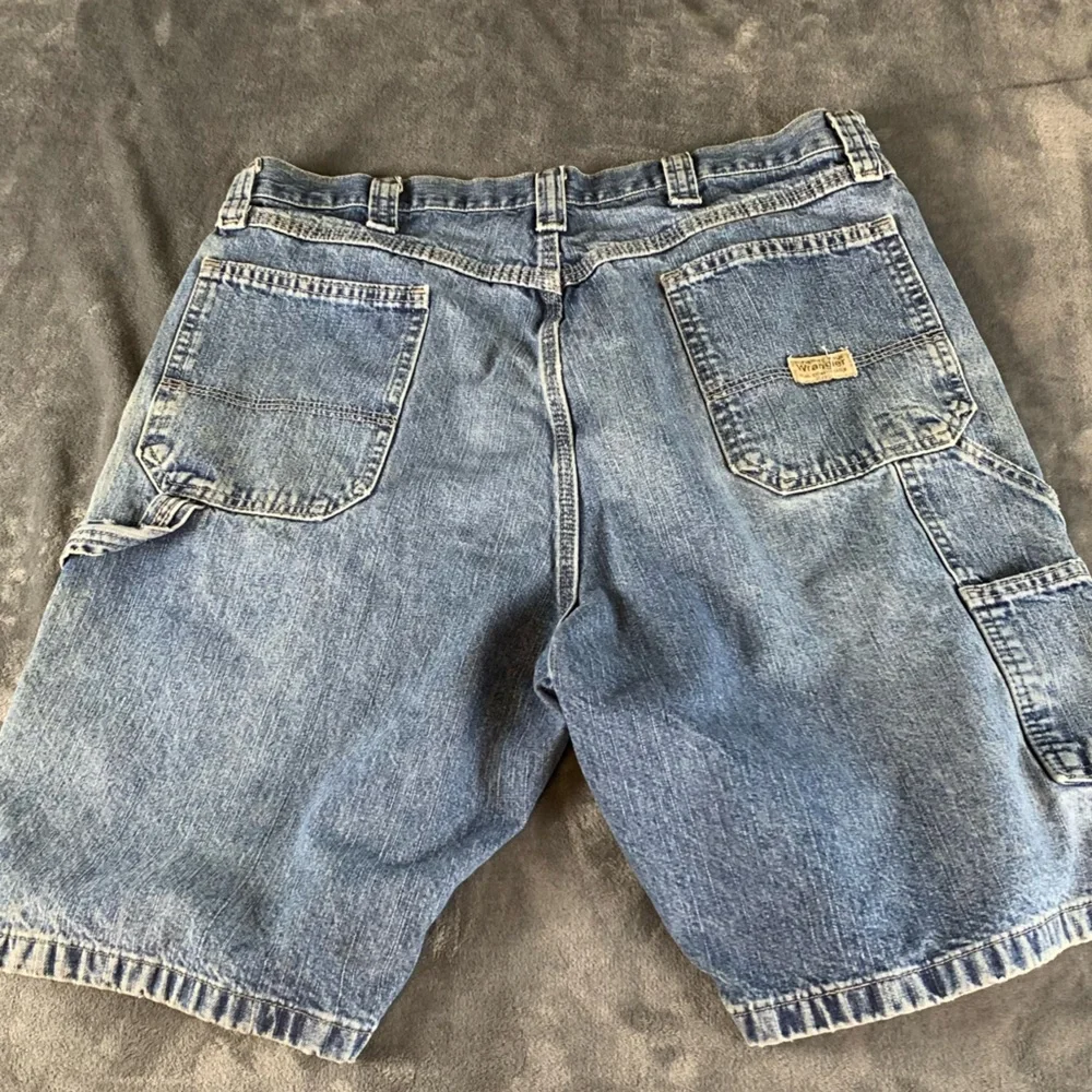 Vtg Wrangler Medium Wash Denim‎ Jort Shorts Relaxed Baggy Carpenter Mens Size 36